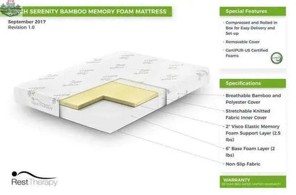 8-inch bamboo memory foam mattress by SLOTH Nation, showcasing the plush, supportive surface designed for restful sleep.