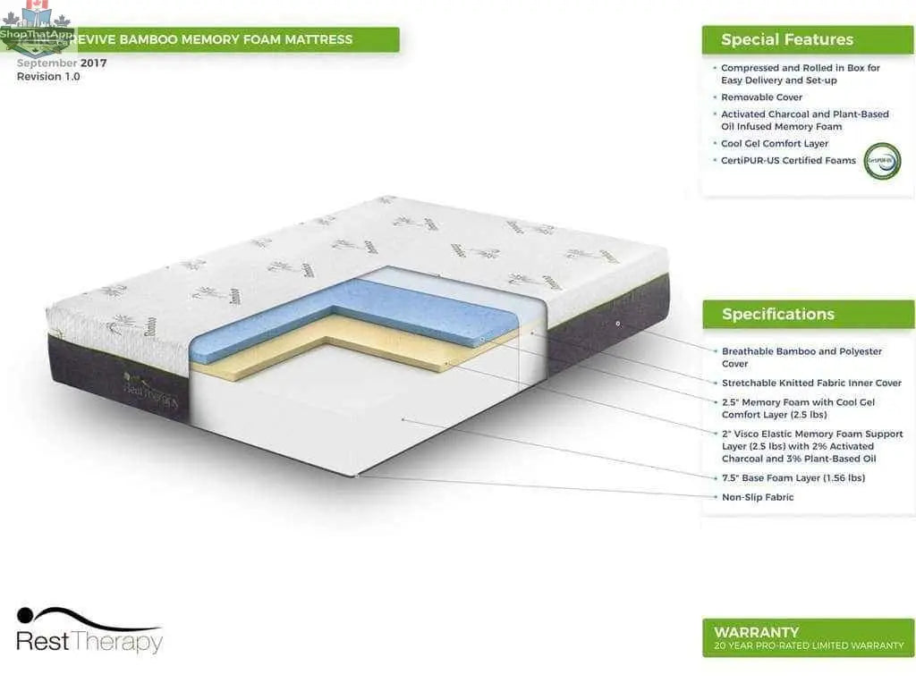 12-inch bamboo gel memory foam mattress by SLOTH Nation, queen size, featuring cooling technology for restful sleep.