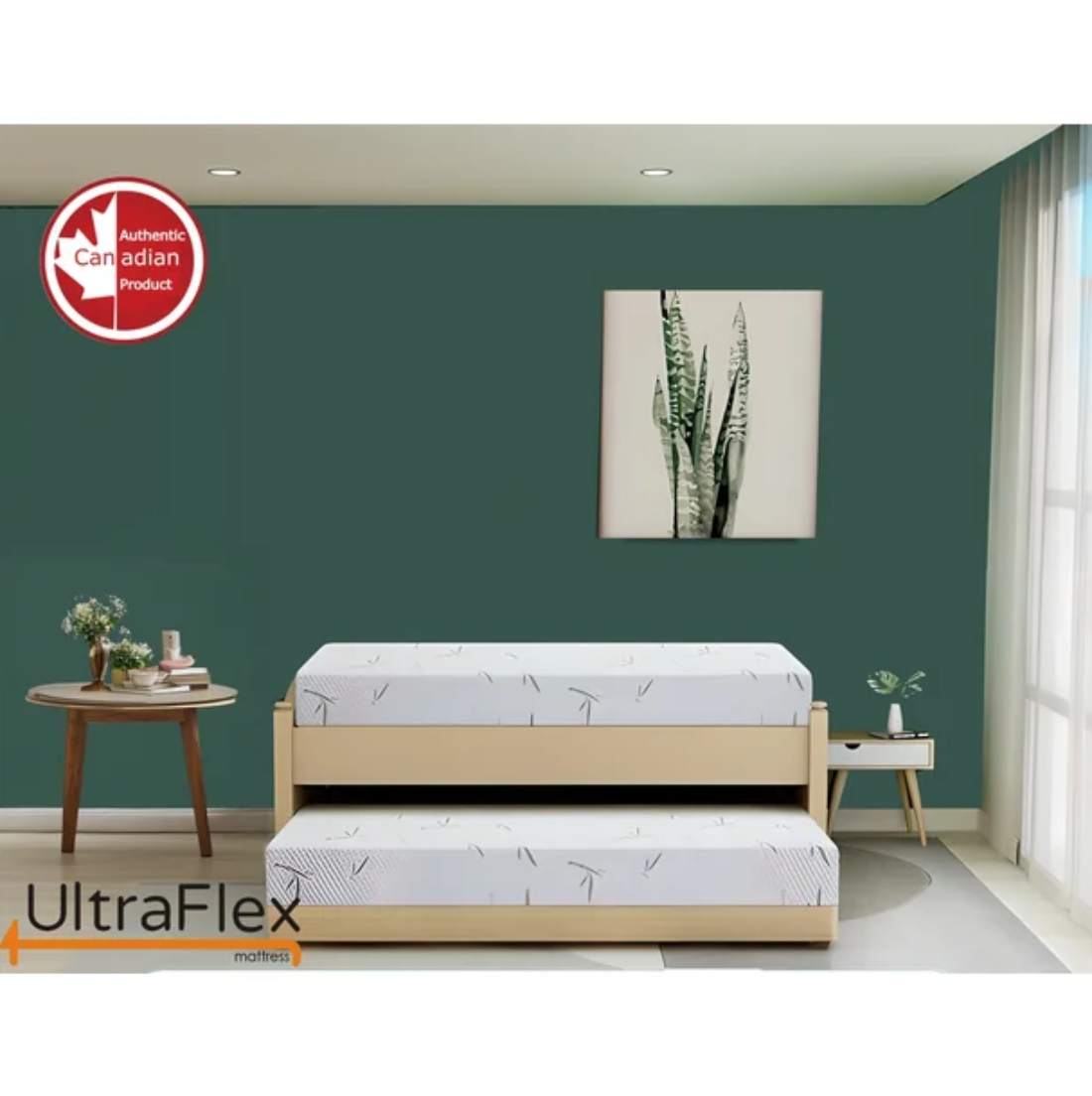 UltraFlex® RestEasy Mattress and BoxSpring Set- Reversible Gel-Infused Foam Mattress, Ideal for Bunk Beds, Trundle Beds, Caravans, RV, Bamboo Feel, CertiPUR-US® Certified, Medium Firmness, Conveniently Boxed (Made in Canada) - Shopthatapp.ca