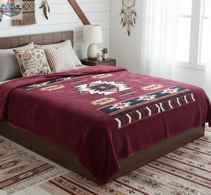 Maroon Navajo Ultra Soft Luxury Plush Blanket - Shopthatapp.ca