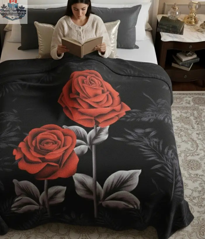 Midnight Roses Plush Blanket - Shopthatapp.ca