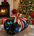Anishinaabe Enchantment" black Floral Plush Throw Blanket