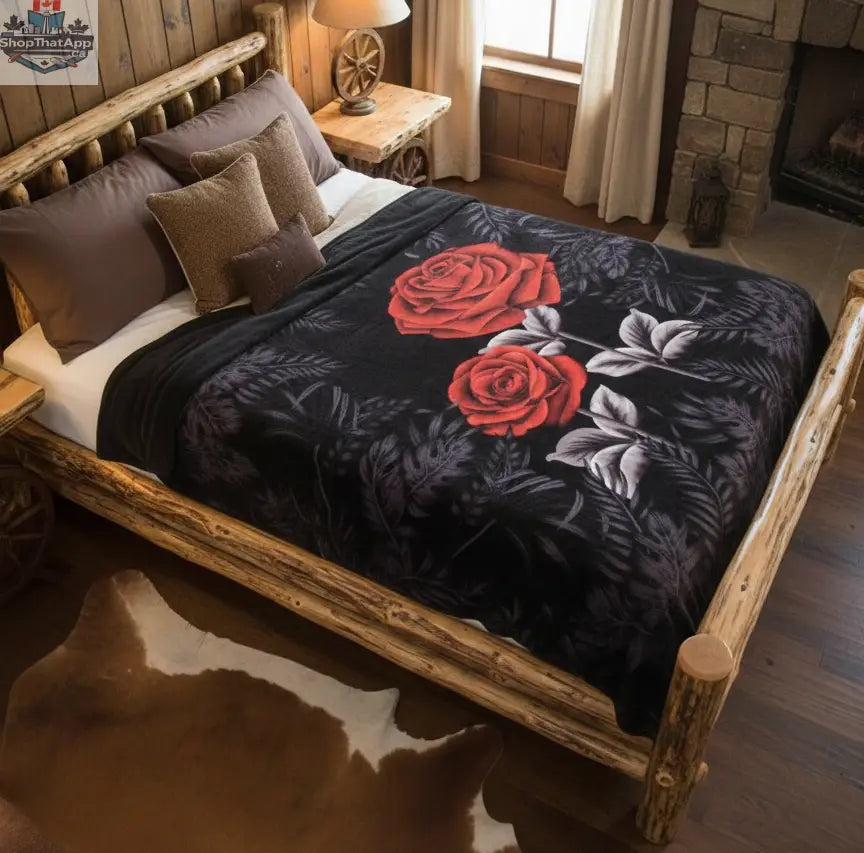 Midnight Roses Plush Blanket - Shopthatapp.ca