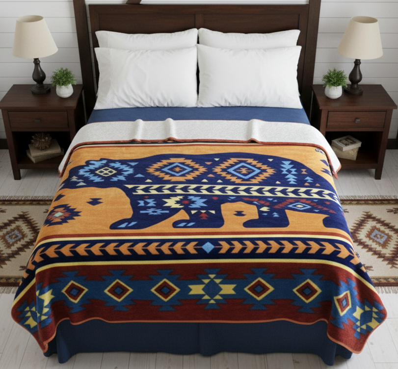 ULTRA SOFT LUXURY PLUSH BLANKET (Navajo Bear)