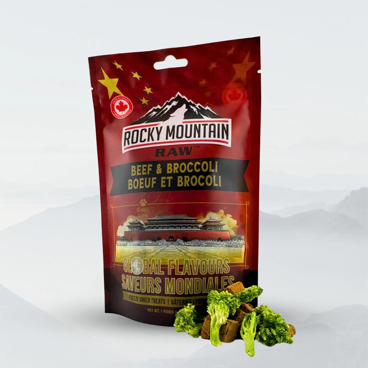 Chinese beef and broccoli stir-fry from ROCKY MOUNTAIN RAW Global Flavours line, featuring tender beef and fresh broccoli.