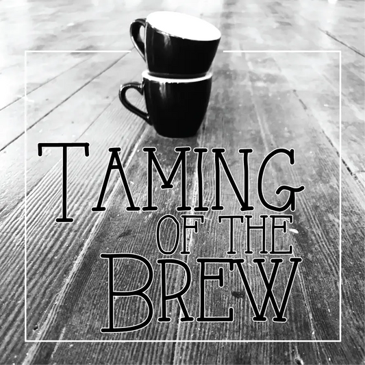 Half-caff coffee blend from Rose N Crantz Roasting Co, featuring Taming of the Brew in a premium coffee block packaging.