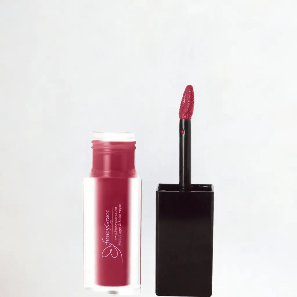 Fencygrace Burgundy 76 matte vegan lipstick with velvety finish, perfect for a flawless makeup look.