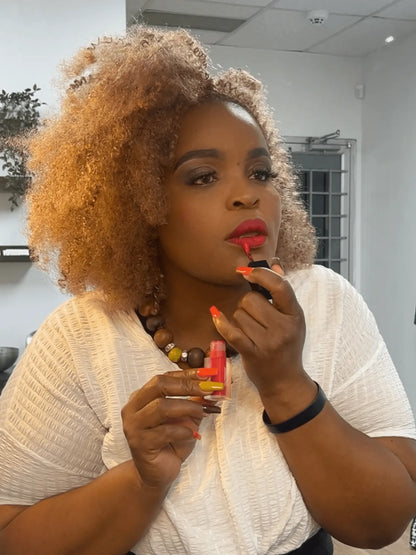 Fencygrace Vegan Matte Lipstick True Crimson 77 with bold red color and smooth matte finish, long-lasting wear.