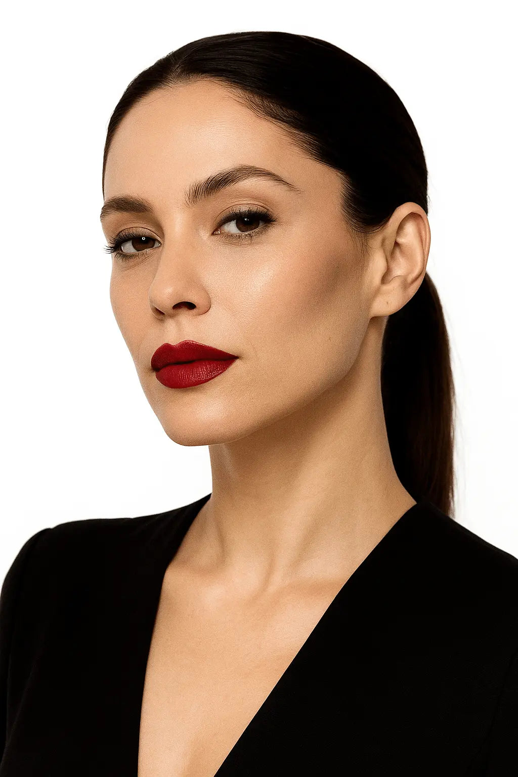 Fencygrace vegan matte lipstick in Sienne 75 with rich taupe color and velvety finish, long-lasting and comfortable to wear.
