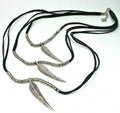 Suede Feather Necklace with Elegant Feathers - Shopthatapp.ca