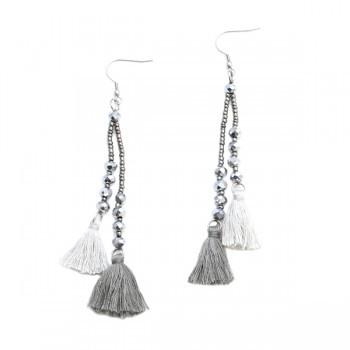 Double Tassel Earrings with Crystal Drop for Elegant Style - Shopthatapp.ca