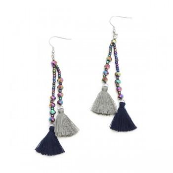 Double Tassel Earrings with Crystal Drop for Elegant Style - Shopthatapp.ca