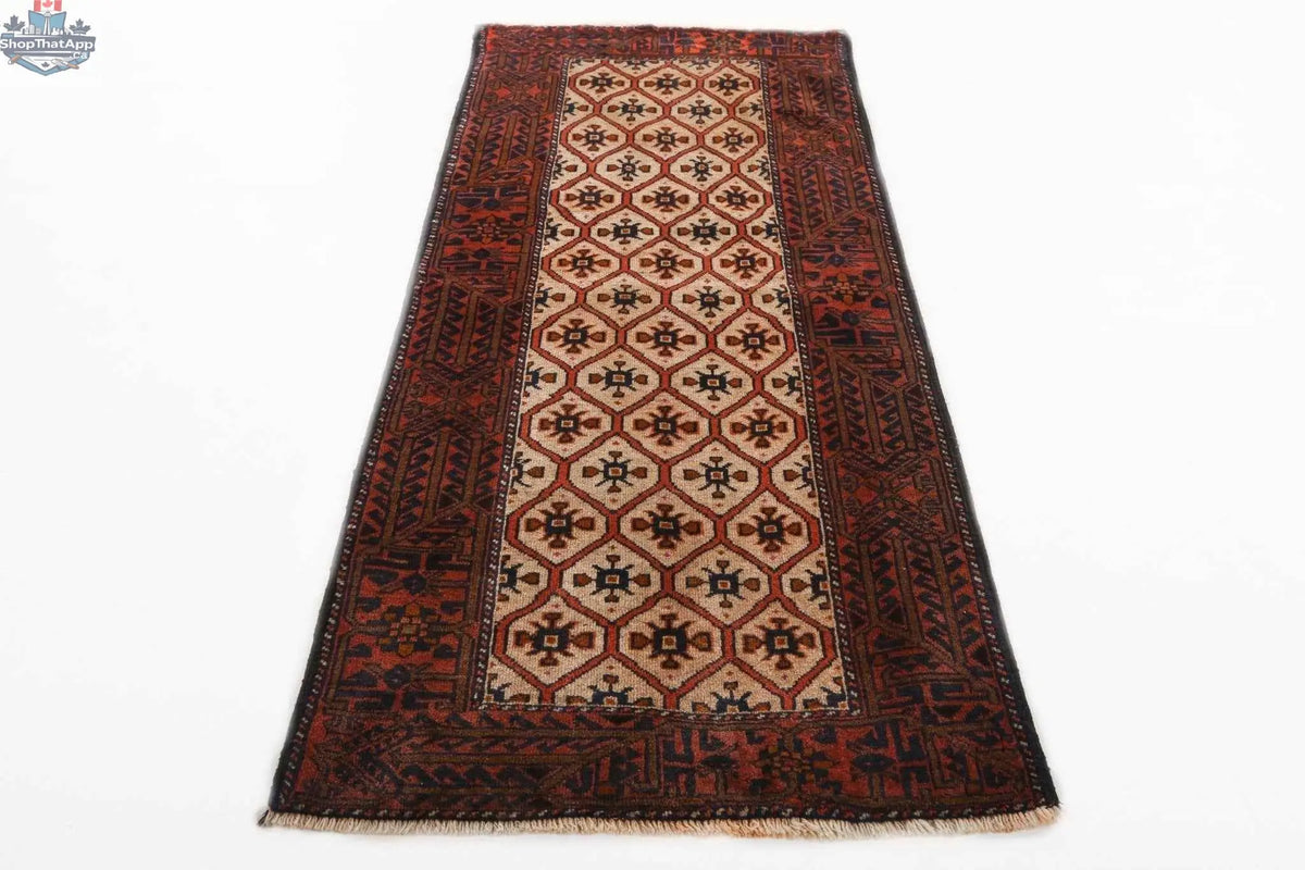 Persian Quchan Kurd rug from Rug the Rock, 2' 10" x 6' 9", featuring traditional geometric patterns in rich colors.