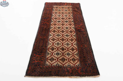Persian Quchan Kurd rug from Rug the Rock, 2' 10" x 6' 9", featuring traditional geometric patterns in rich colors.