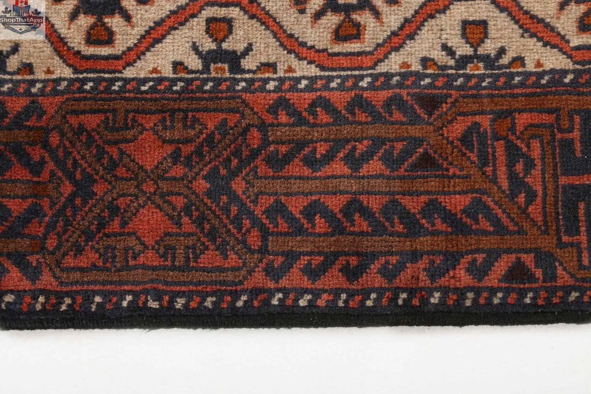 Persian Quchan Kurd rug in blue and beige, 2'10" x 6'9", with intricate traditional patterns from Rug the Rock.
