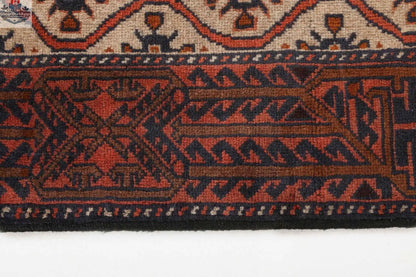 Persian Quchan Kurd rug in blue and beige, 2'10" x 6'9", with intricate traditional patterns from Rug the Rock.