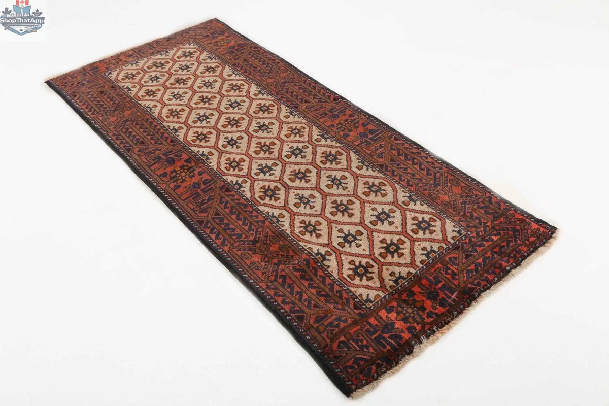 Persian Quchan Kurd Rug by Rug the Rock, 2' 10" x 6' 9" with traditional geometric patterns and rich colors.
