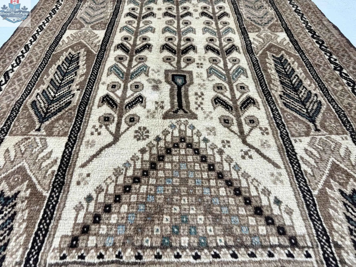 Persian Baluch Rug with intricate patterns in warm tones, measuring 3' 5" x 6' 1", by Rug the Rock.