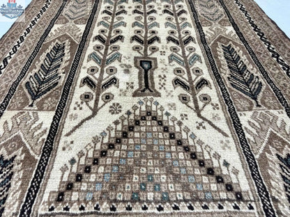 Persian Baluch Rug with intricate patterns in warm tones, measuring 3' 5" x 6' 1", by Rug the Rock.