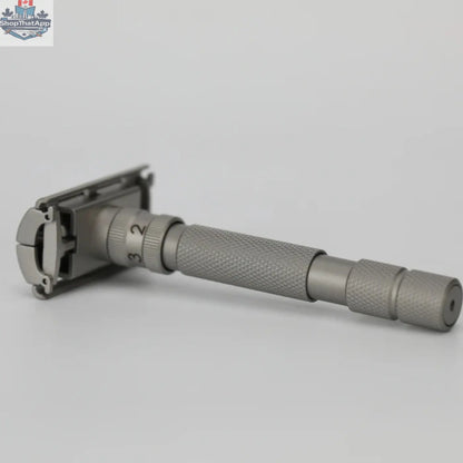 Rockwell T2 Adjustable DE Safety Razor - Matte Silver Stainless Steel Twist-To-Open Design - Shopthatapp.ca