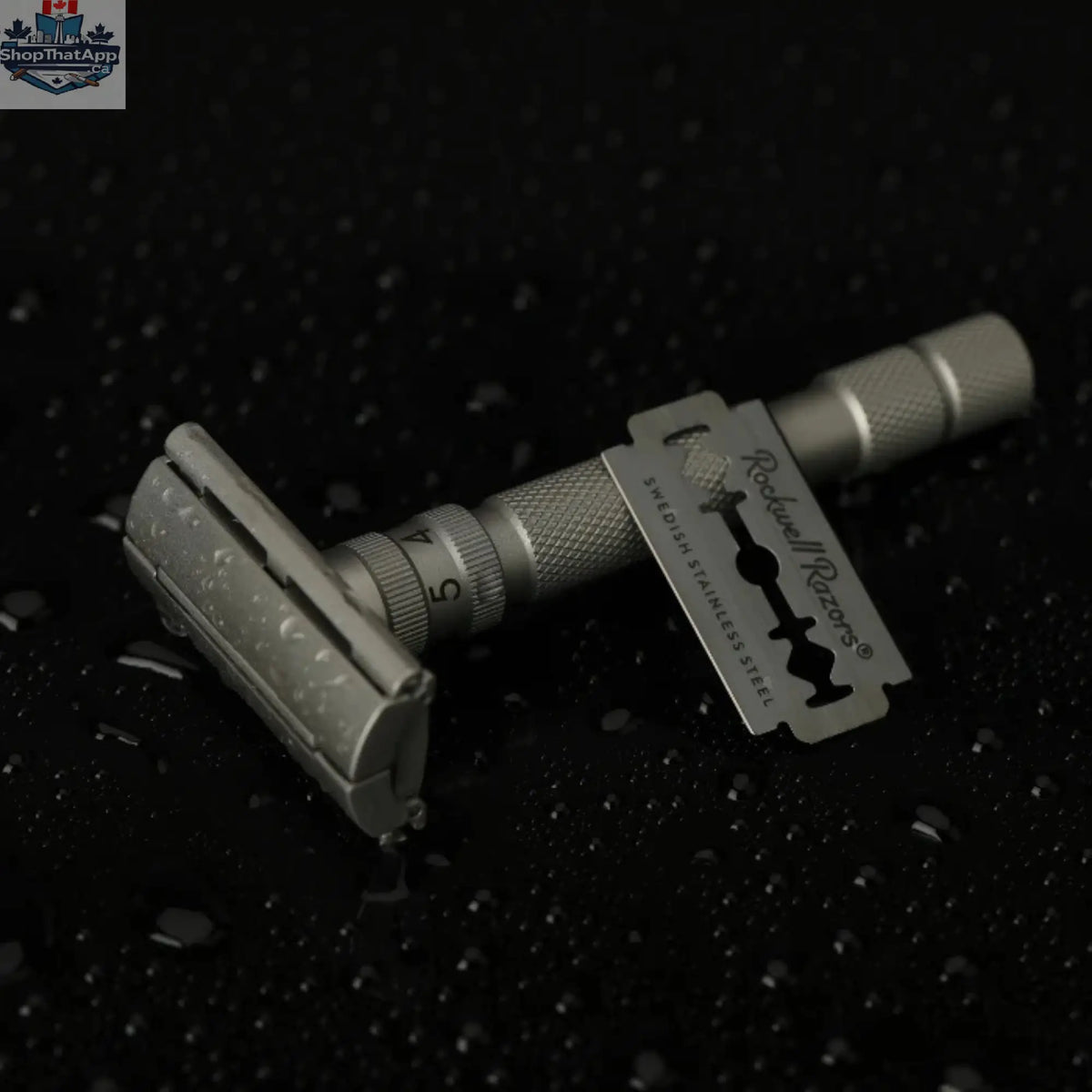 Rockwell T2 Adjustable DE Safety Razor - Matte Silver Stainless Steel Twist-To-Open Design - Shopthatapp.ca