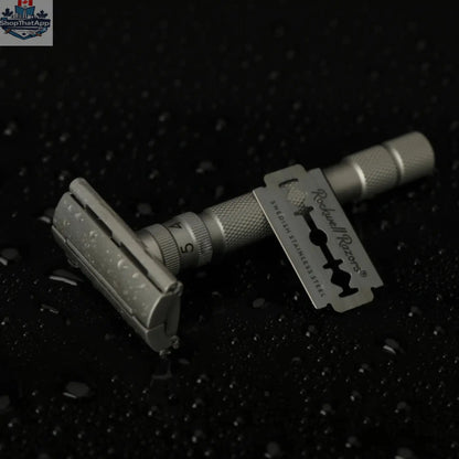 Rockwell T2 Adjustable DE Safety Razor - Matte Silver Stainless Steel Twist-To-Open Design - Shopthatapp.ca