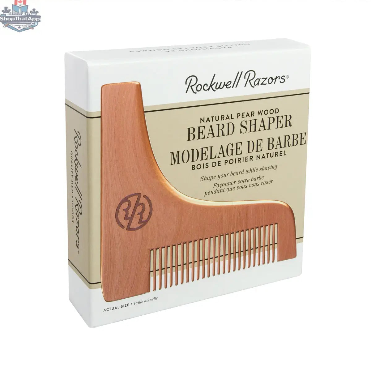 Rockwell Beard Shaper Comb in Natural Pear Wood for Perfect Grooming - Shopthatapp.ca