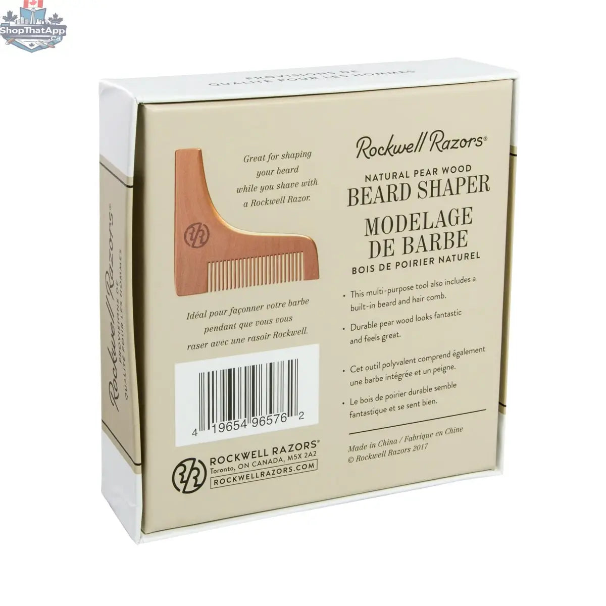 Rockwell Beard Shaper Comb in Natural Pear Wood for Perfect Grooming - Shopthatapp.ca