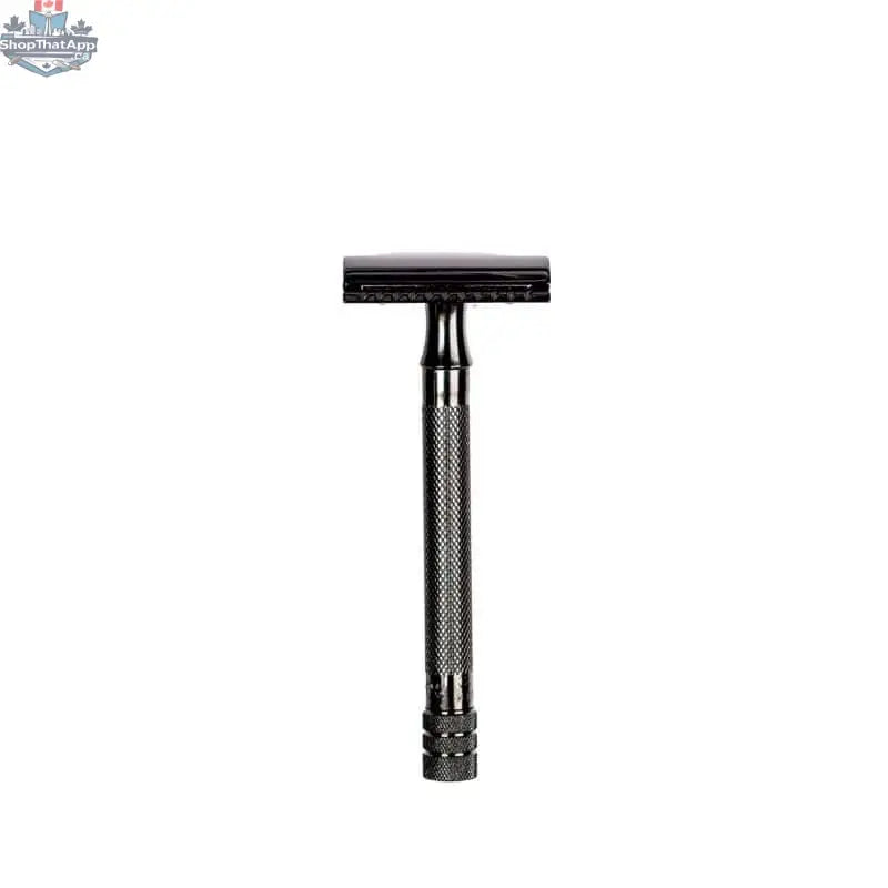 Merkur 23B Safety Razor - 3-Piece DE Razor, Closed Comb, Knurled Long Handle, Black - Shopthatapp.ca