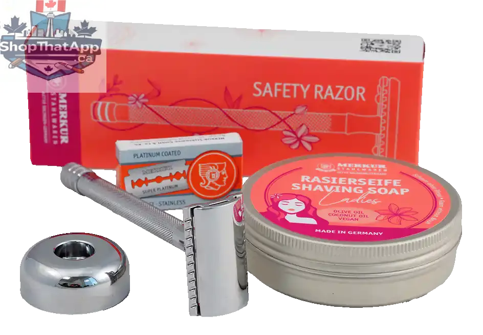 MERKUR 24C Shaving Set for WOMEN - Ideal Merkur Travel Safety Razor Set - Shopthatapp.ca