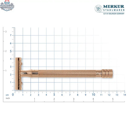 Merkur 3-Piece Ladies Safety Razor Rose Gold with Knurled Extra Long Handle in Pink Box - Shopthatapp.ca
