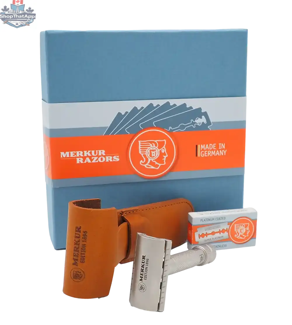 Merkur 34-INOX DE Safety Razor - 3-Piece Closed Comb Stainless Steel Razor with Standard Handle - Shopthatapp.ca