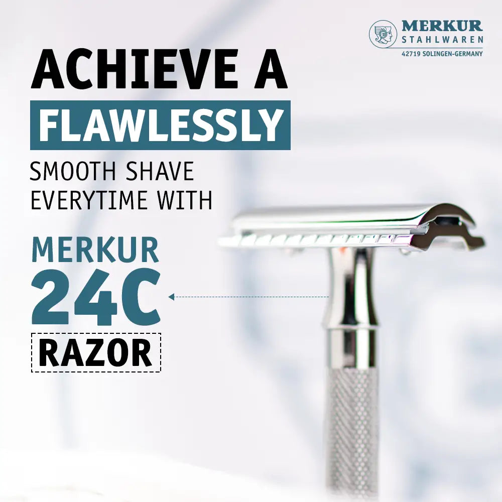 Merkur Ladies Safety Razor 3-Piece Set with Closed Comb, Knurled Extra Long Handle, Chrome Finish in Pink Box - Shopthatapp.ca