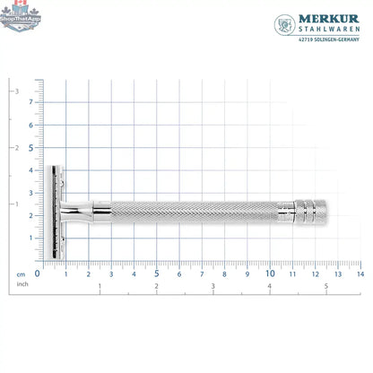 Merkur Ladies Safety Razor 3-Piece Set with Closed Comb, Knurled Extra Long Handle, Chrome Finish in Pink Box - Shopthatapp.ca