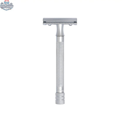Merkur Safety Razor - 3-Piece DE with Closed Comb, Knurled Extra Long Handle in Matte Chrome - Shopthatapp.ca