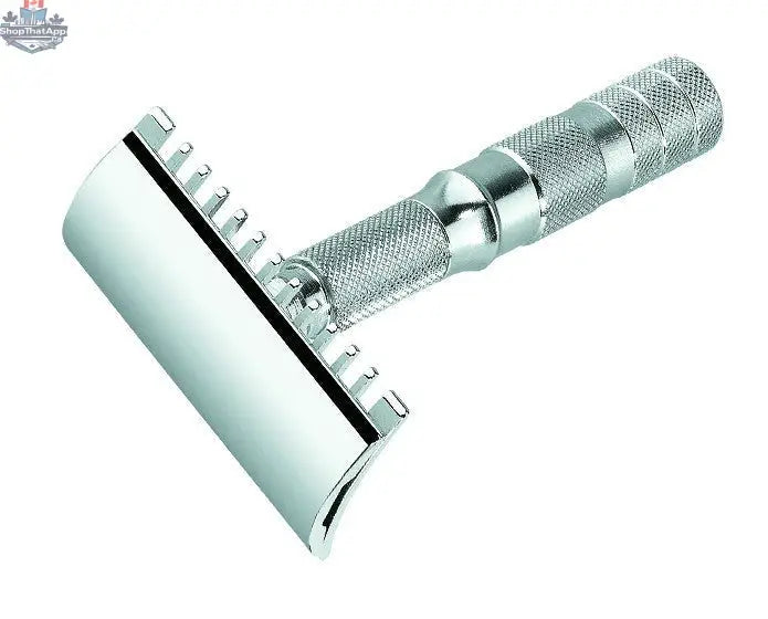 Merkur Safety Razor 3-Piece Travel DE Razor with Leather Case - Chrome Finish, Travel Size - Shopthatapp.ca
