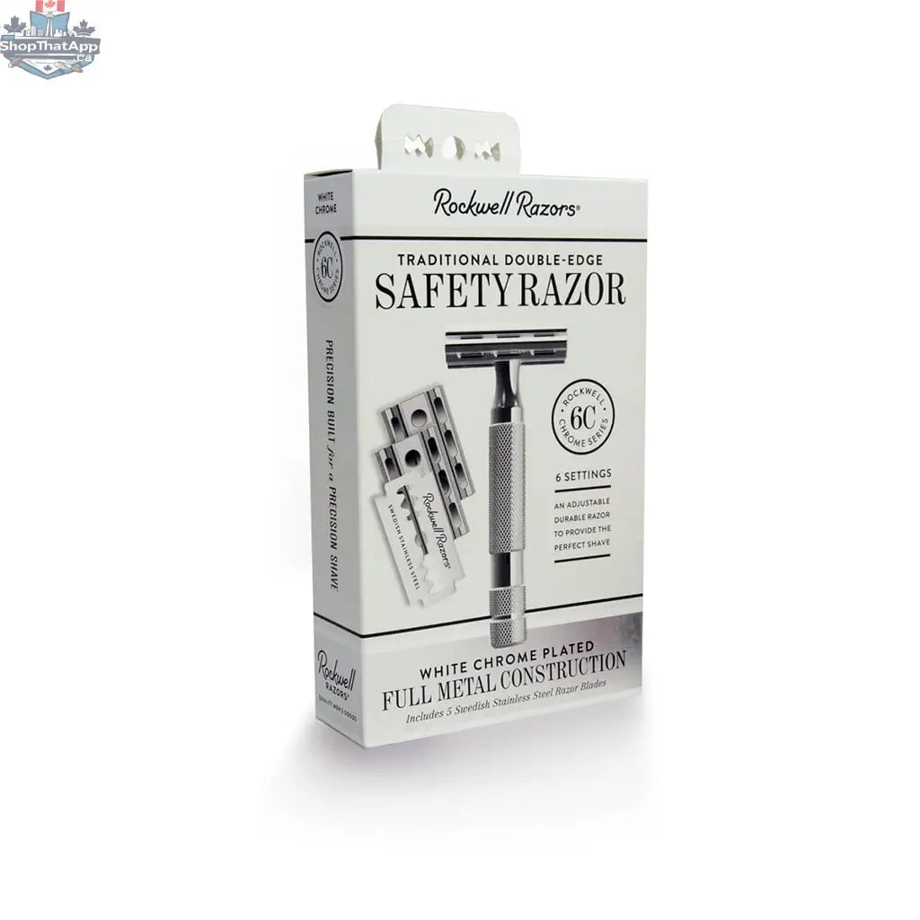 Rockwell 6C Safety Razor - Adjustable White Chrome for Beginners - Shopthatapp.ca