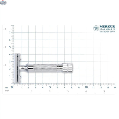 Merkur 34C Safety Razor with Knurled Extra Thick Handle in Chrome - 2-Piece DE Razor Case with 10 Blades - Shopthatapp.ca