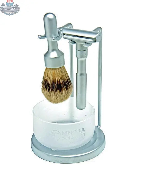 Merkur Futur Adjustable Shaving Set - 4-Piece Luxury Set with Matte Satin Finish - Shopthatapp.ca