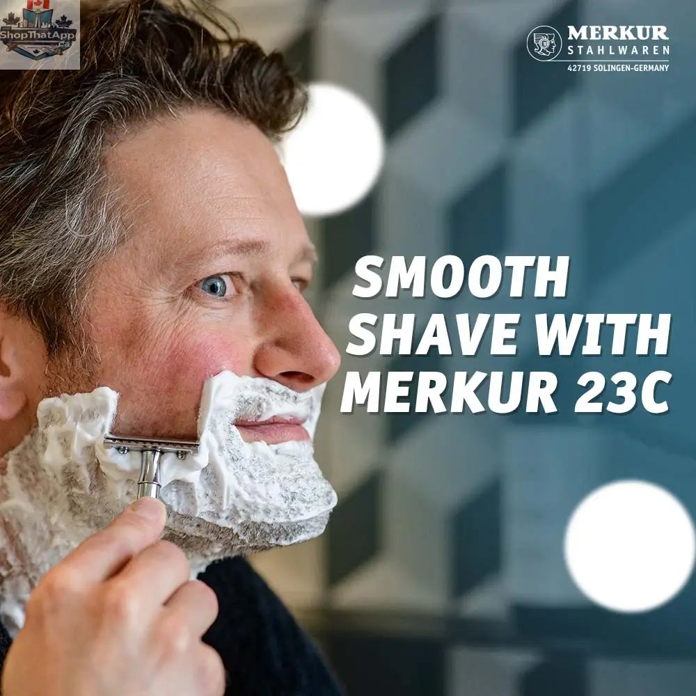 Merkur 23C Safety Razor Set with Black Leather Case and 10 Blades - Shopthatapp.ca