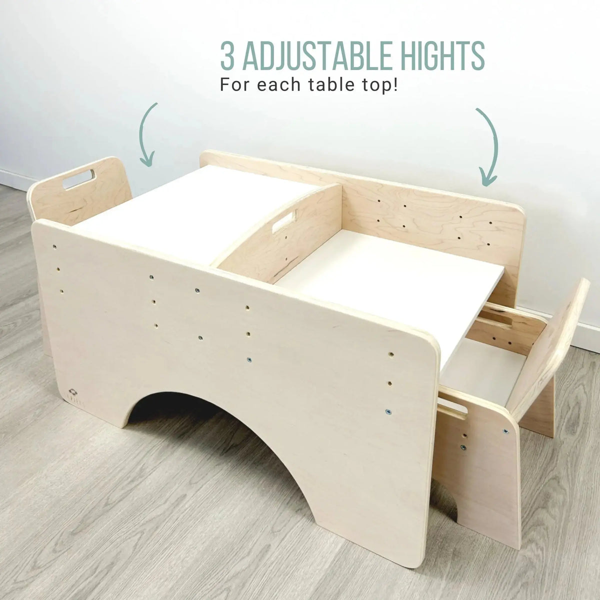Sapiens Child PAPAYA DOUBLE Montessori toddler table and chair set with adjustable height for two, ideal for early childhood furniture.