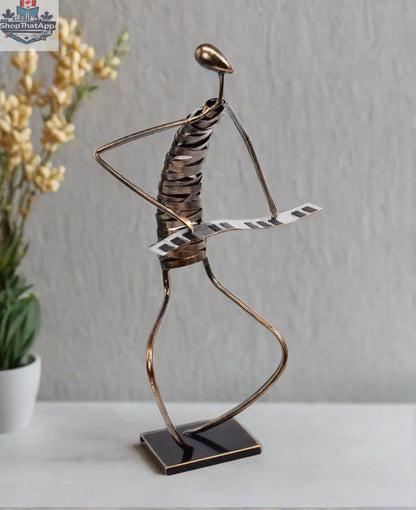 Handmade Bronze Piano Player Sculpture – 25-Inch Brushed Bronze Pianist Art - Shopthatapp.ca
