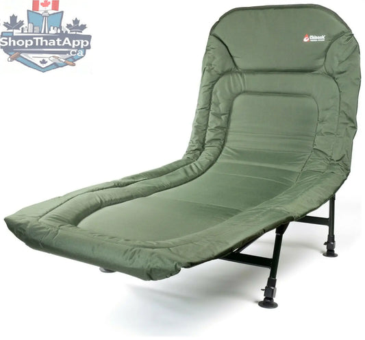 ScoutTech Chinook camping cot with adjustable padded design, outdoor sleeping gear ideal for camping and hiking adventures.