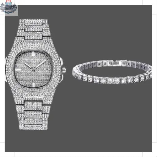 Elevate Your Style with Our Silver Tennis Bracelet and Watch Set - Shopthatapp.ca