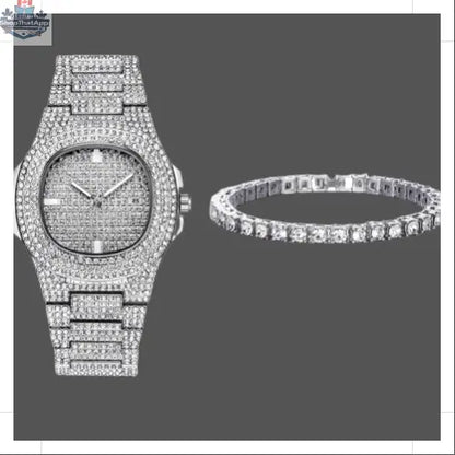 Elevate Your Style with Our Silver Tennis Bracelet and Watch Set - Shopthatapp.ca