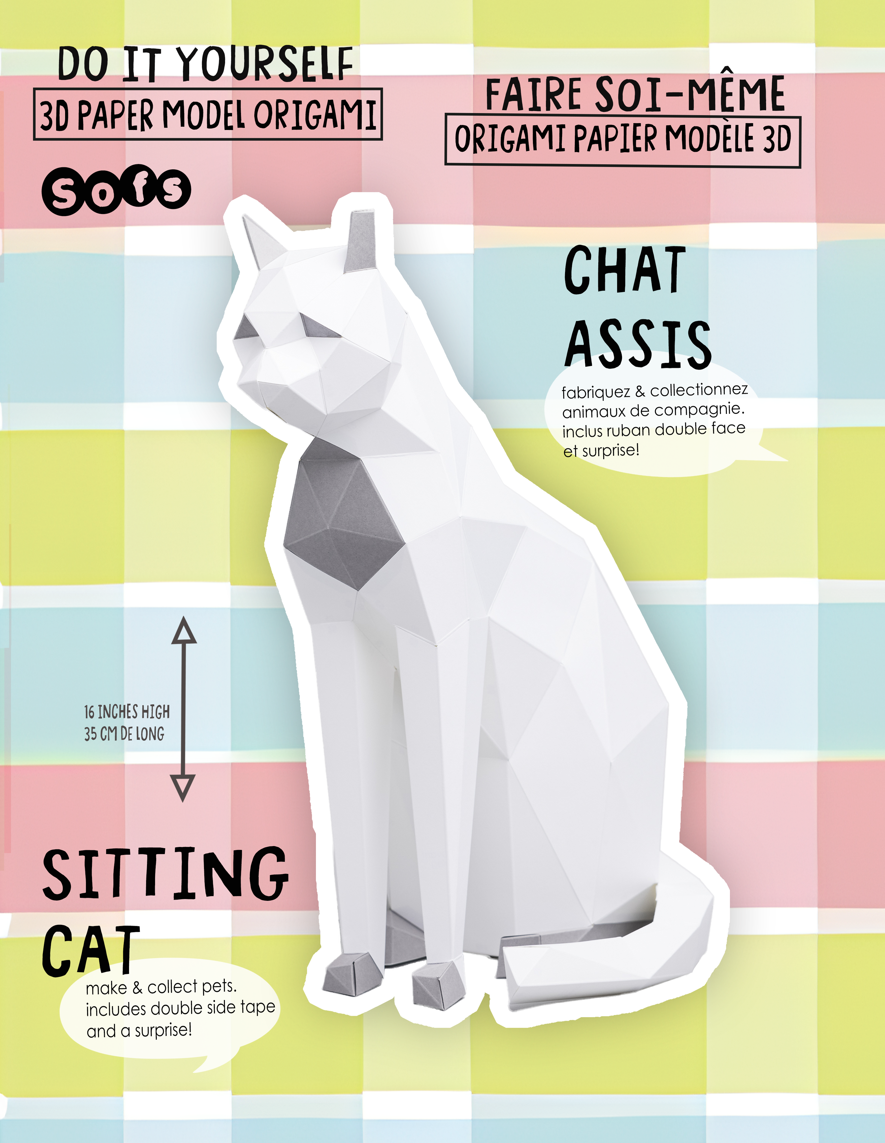 DIY Sitting Cat 3D Origami paper model Kit - Www.Shopthatapp.ca
