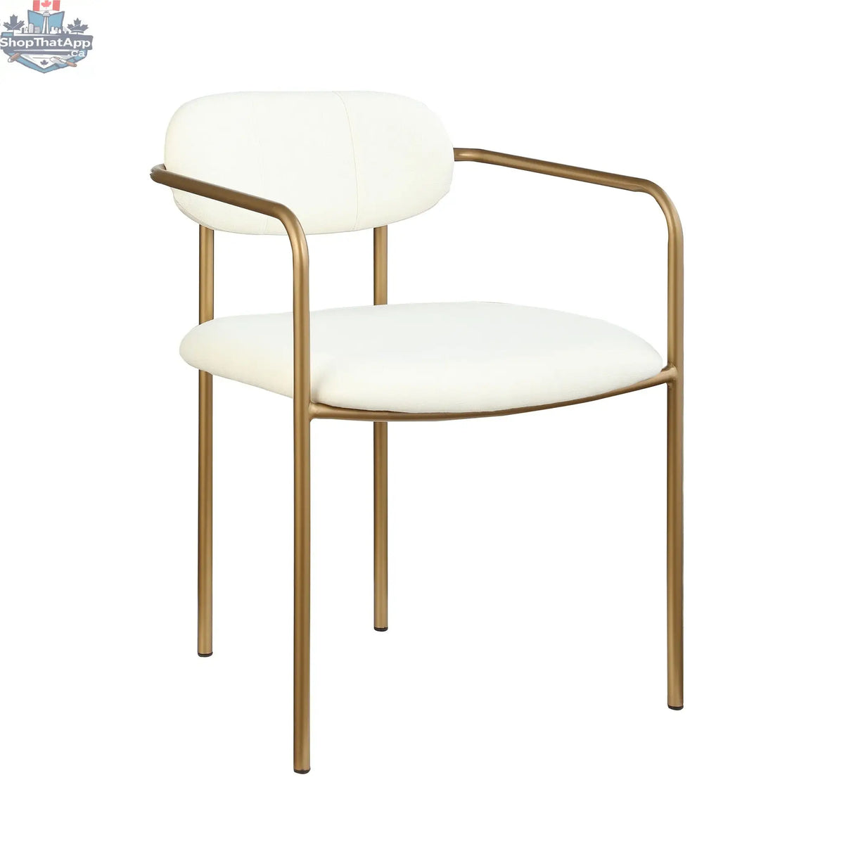 White and gold Hygge Design House Archer dining chair with elegant, sleek upholstery and stylish frame for modern home dining.