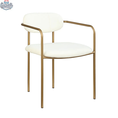 White and gold Hygge Design House Archer dining chair with elegant, sleek upholstery and stylish frame for modern home dining.