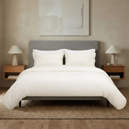 Skylark+Owl Canada refined sateen duvet cover set in chalk color, soft and luxurious bedding for ultimate comfort.