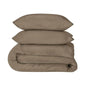 Luxurious taupe sateen duvet cover set by Skylark+Owl Canada, soft and smooth bedding for ultimate comfort.